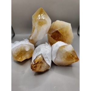 Natural Citrine Points, Grade AAA Uruguayan Quartz Unique Crystal Geode. Point
